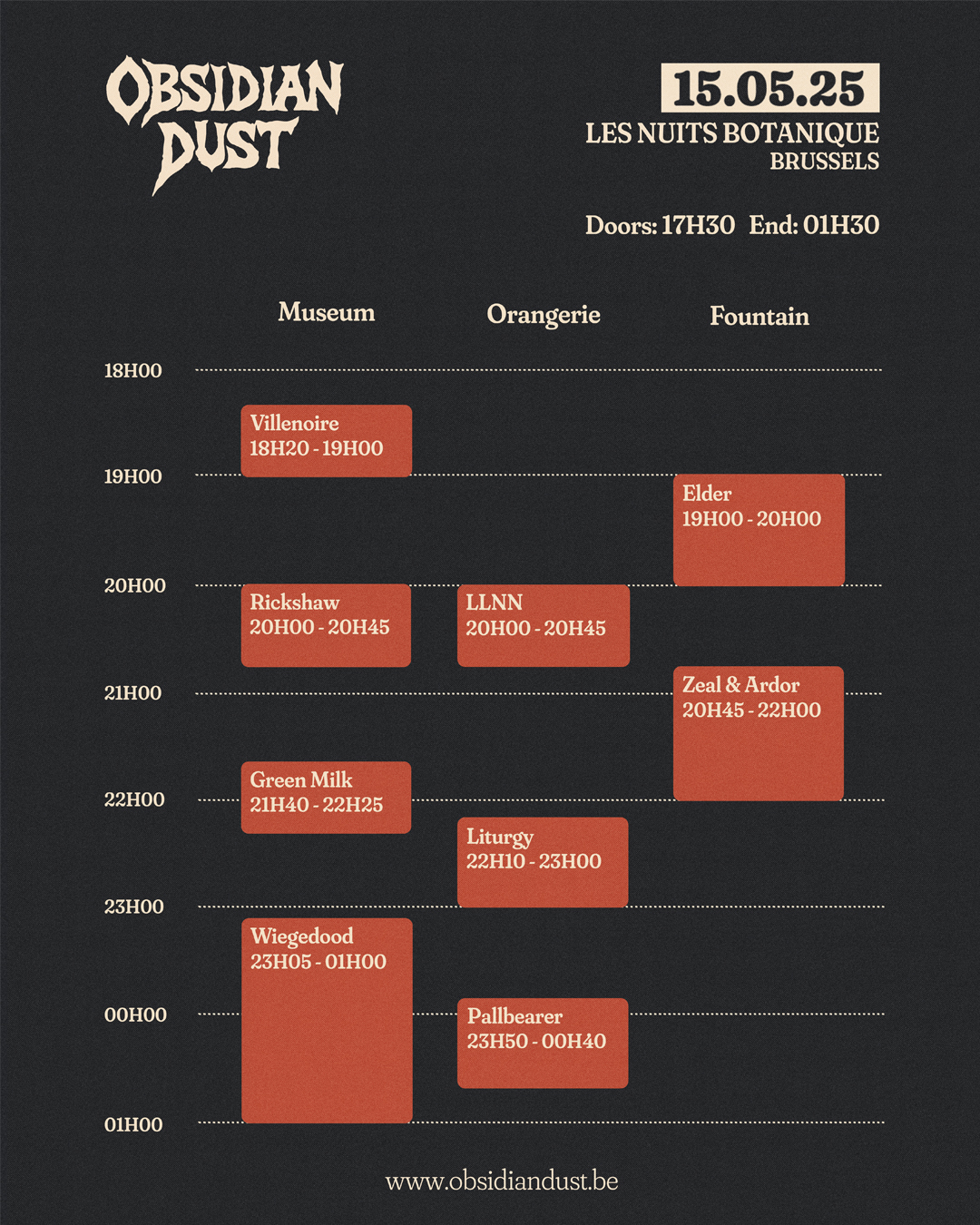 Obsidian Dust Socials Timetable